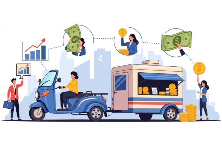 caricatura de inversion en motocarros y remolques negocio movil