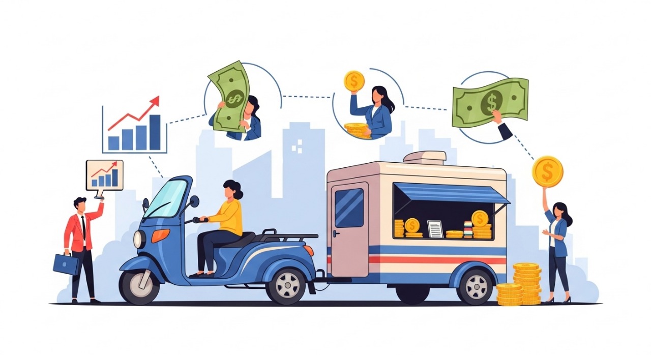 caricatura de inversion en motocarros y remolques negocio movil