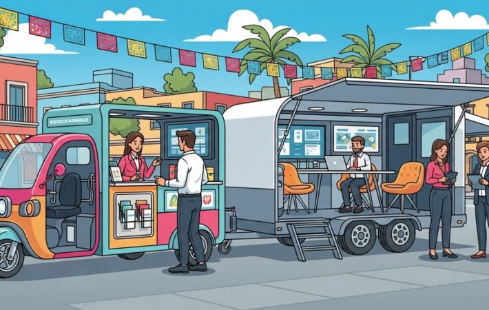 motocarros y remolques en un mercado negocio movil