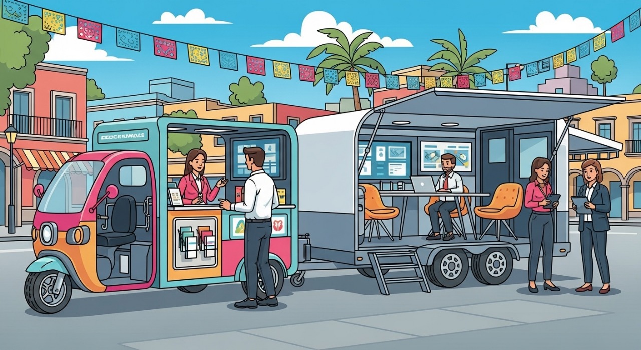 motocarros y remolques en un mercado negocio movil