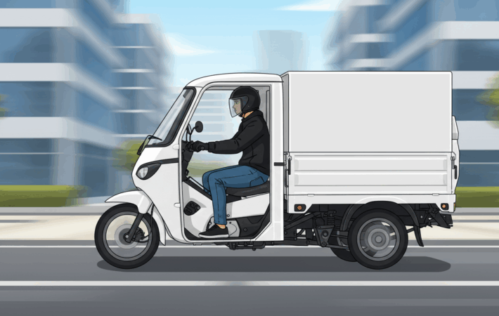 caricatura de hombre manejando para mostrar que es un motocarro