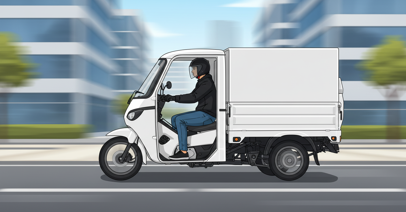 caricatura de hombre manejando para mostrar que es un motocarro