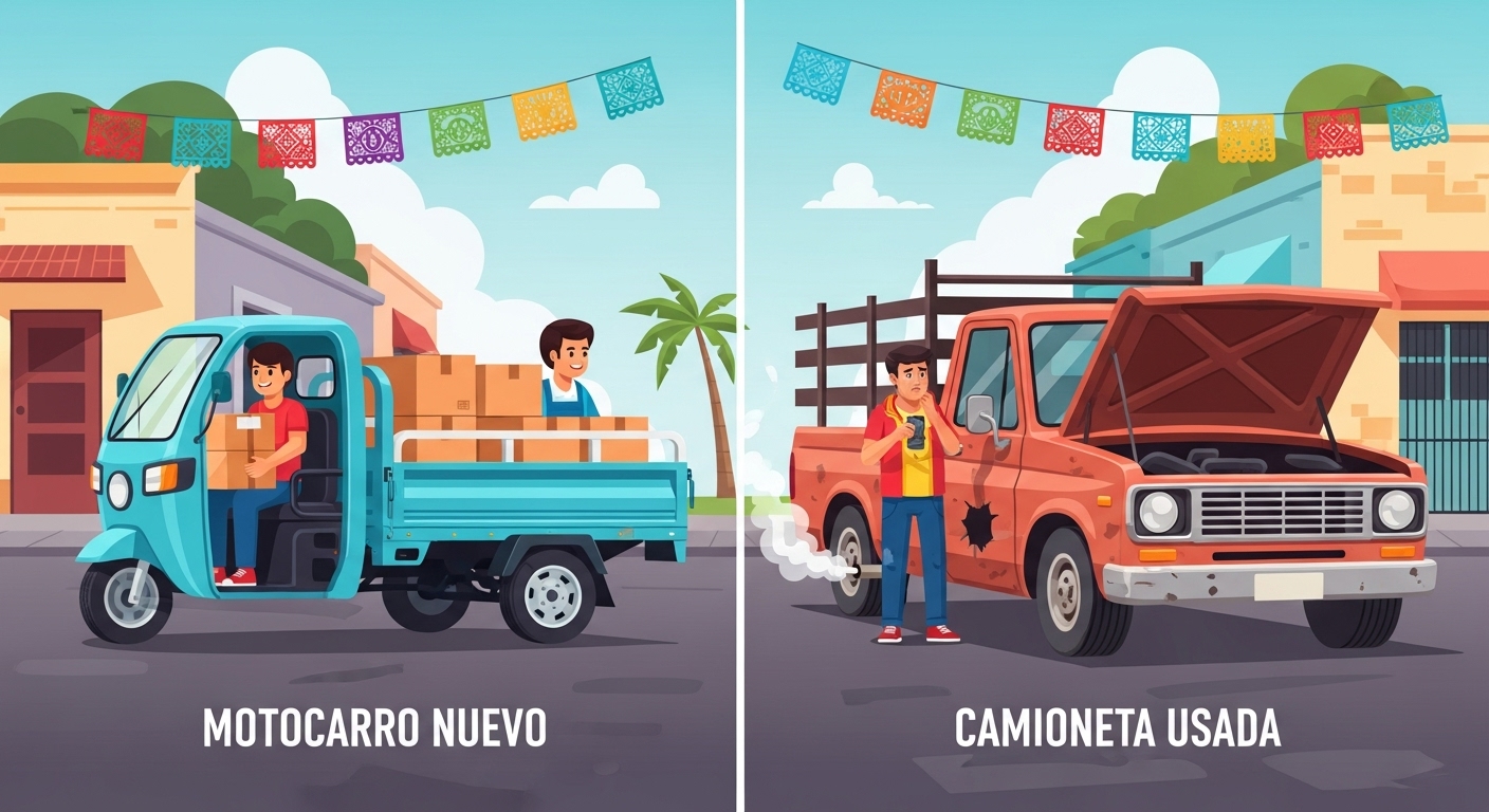 Motocarro Nuevo vs Camioneta Usada