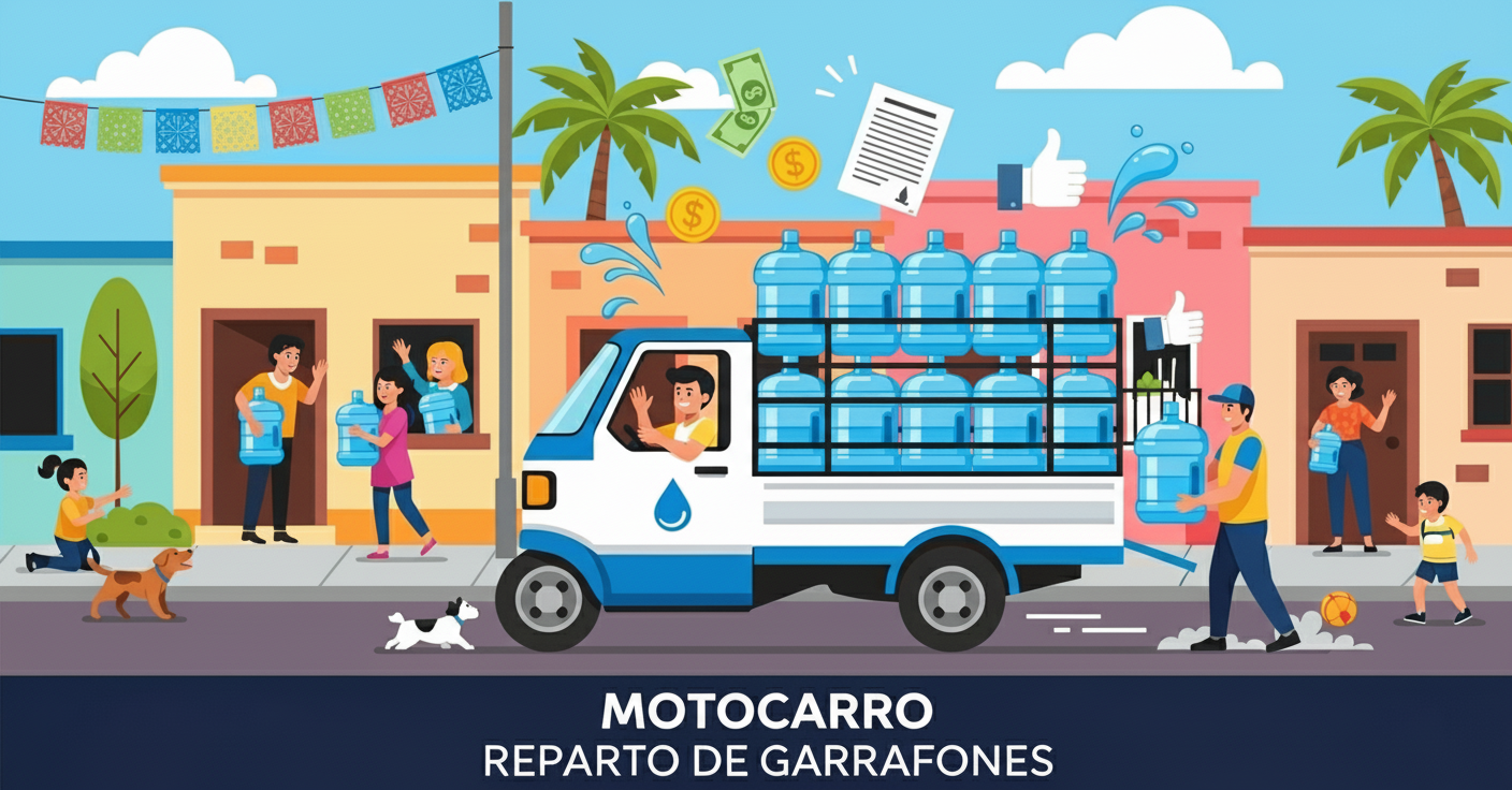 Motocarro Reparto de Garrafones